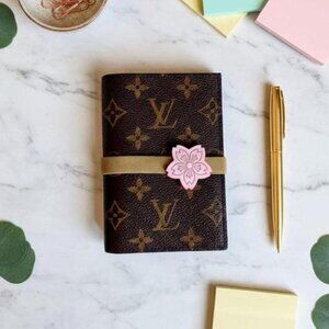 Sakura Leather Planner Band Handmade Elastic Journal Strap Floral Charm Gift